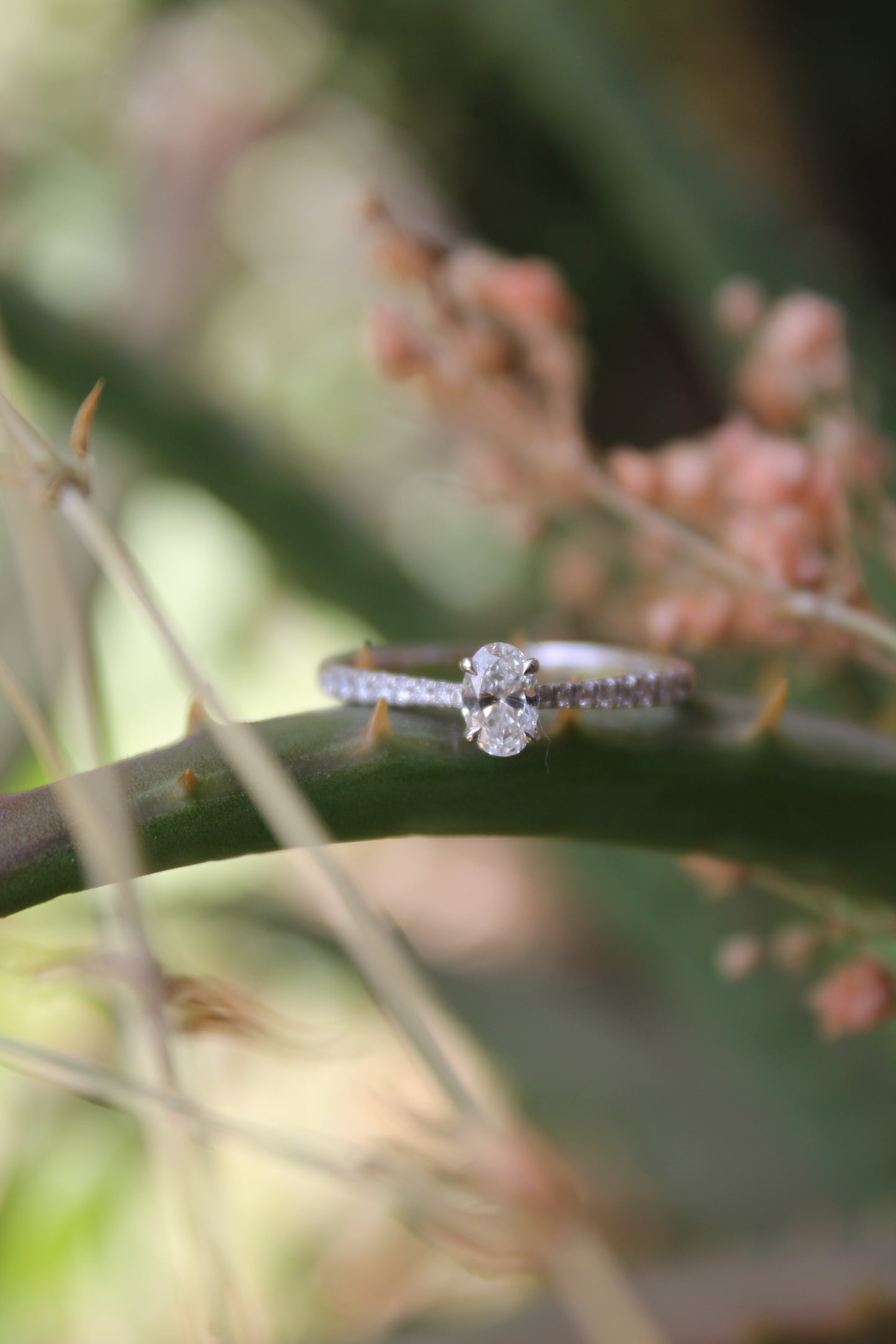 Anillo solitario hecho a mano a pedido en platino y diamantes