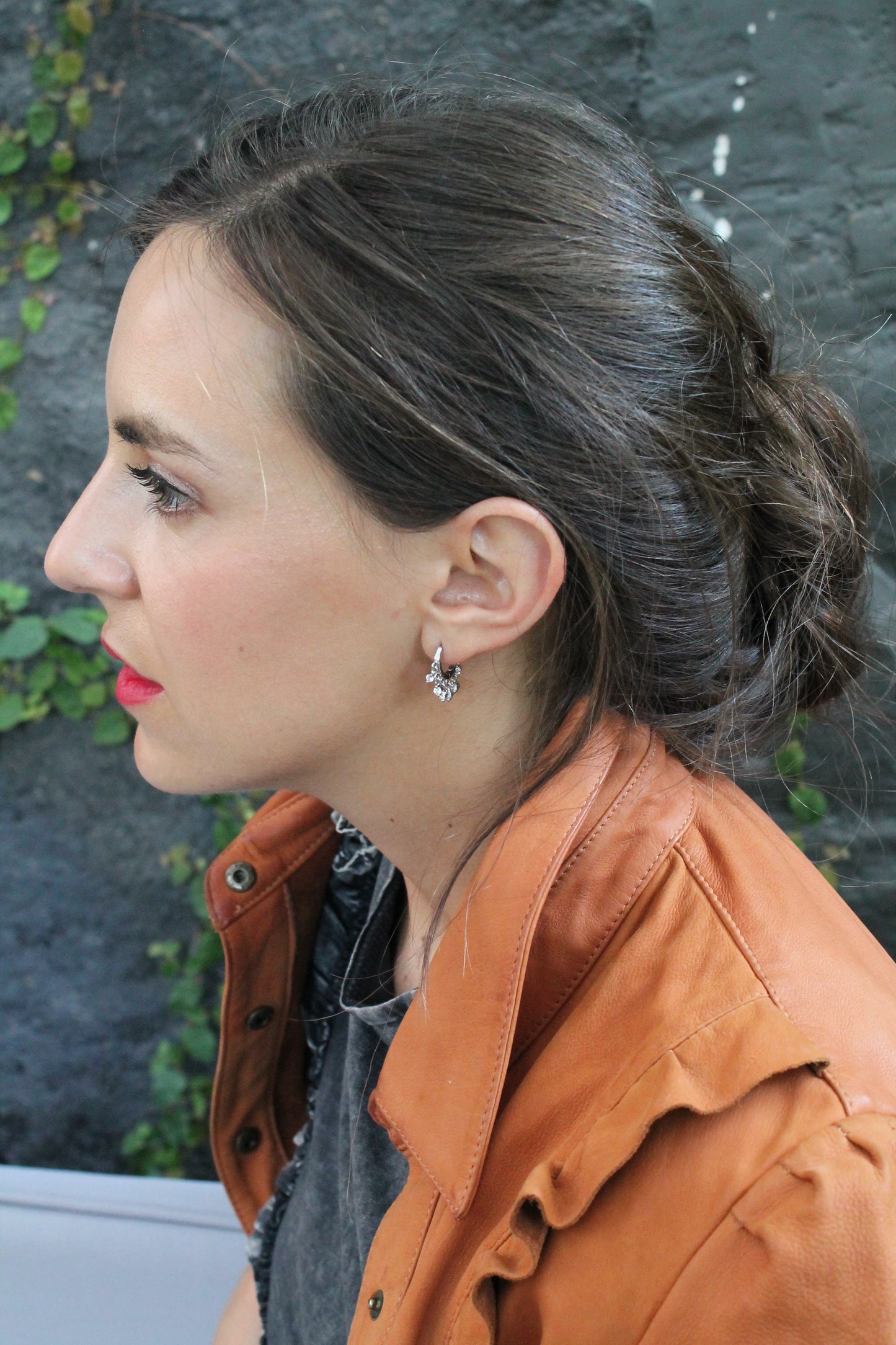 Aros argollas con borlas, plata 925 y zirconitas.