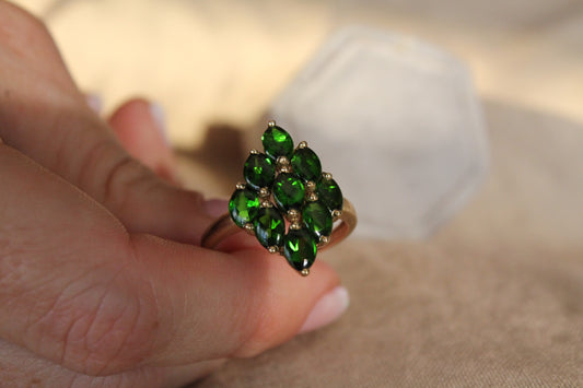 Anillo oro amarillo y peridotos