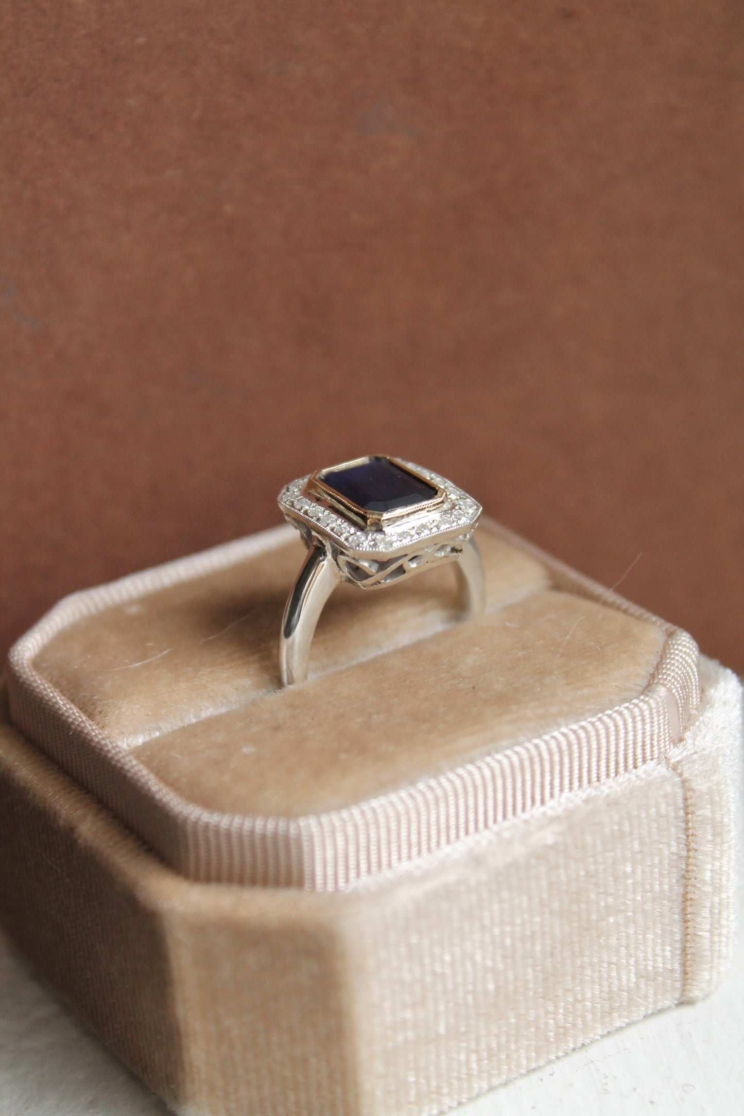 Anillo hecho a mano, plata 925, oro amarillo 18k, zafiro glassfield y zirconitas