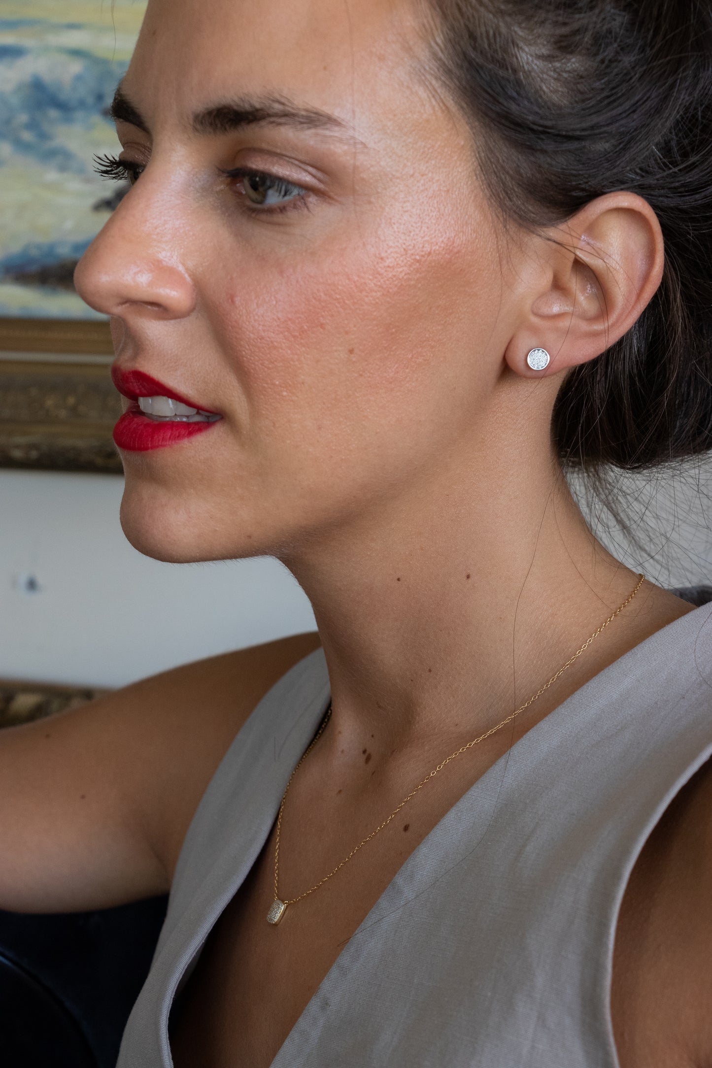 Aros circulares, plata 925 y zirconitas incoloras.