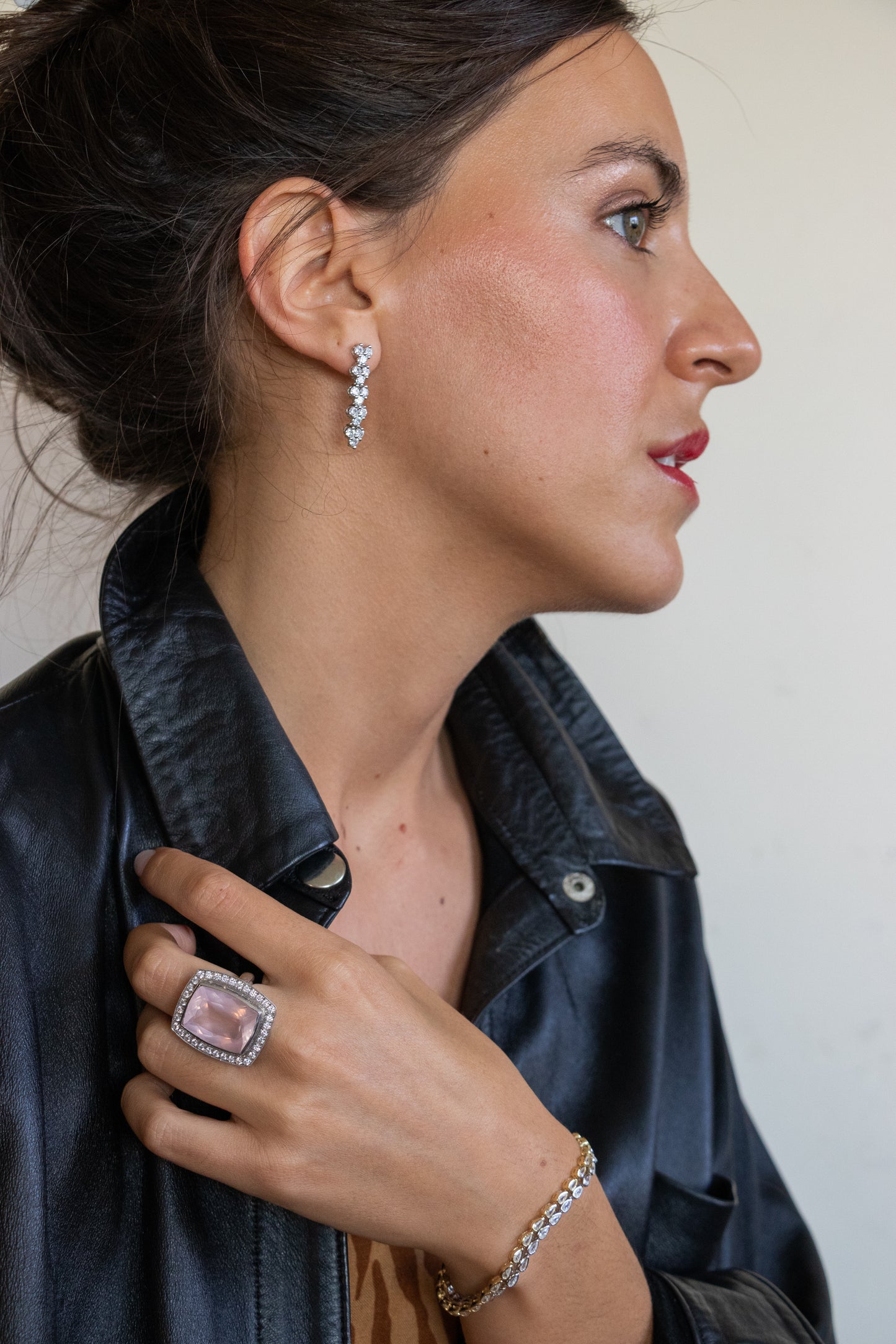 Aros largos, plata 925 y zirconitas.