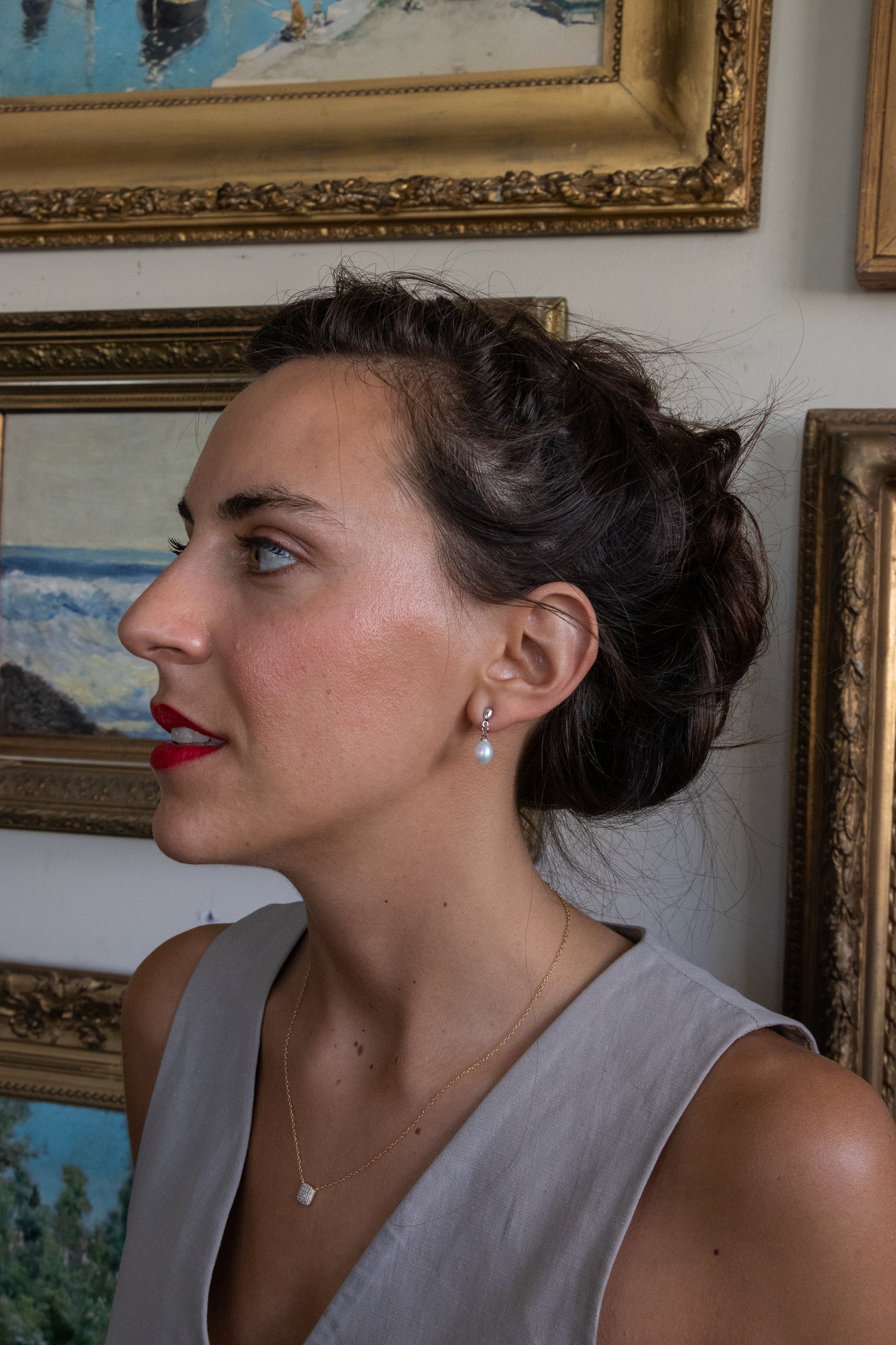 Aros colgantes, plata 925 con perlas gota de agua dulce.