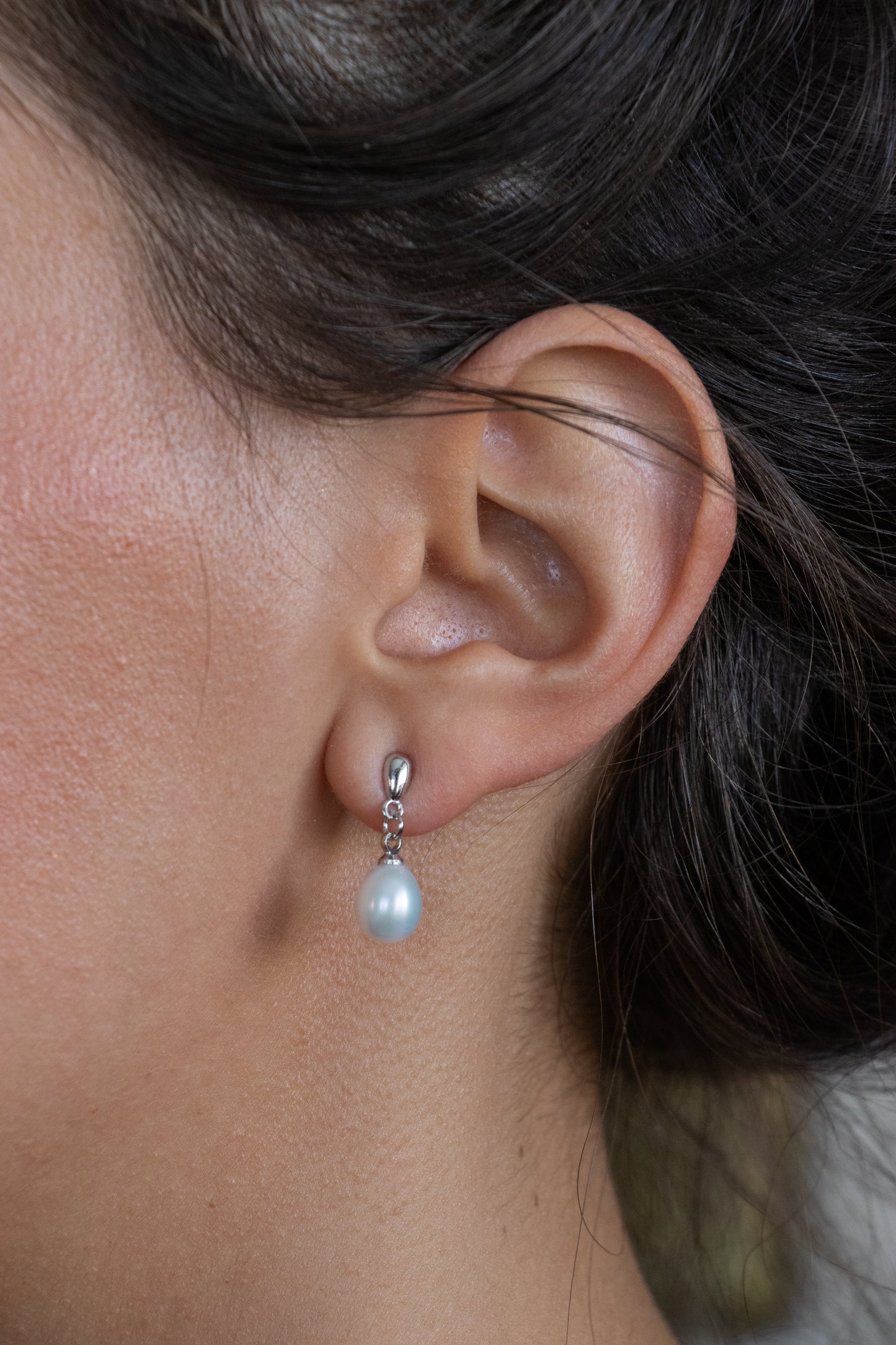Aros colgantes, plata 925 con perlas gota de agua dulce.