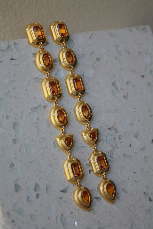 Aros plata 925 enchapados en oro con zirconitas naranjas