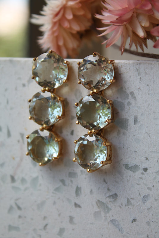 Aros metal plata 925, enchape de oro y cuarzos