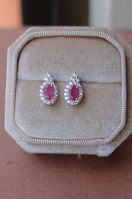 Aros plata 925, rubí y zirconitas