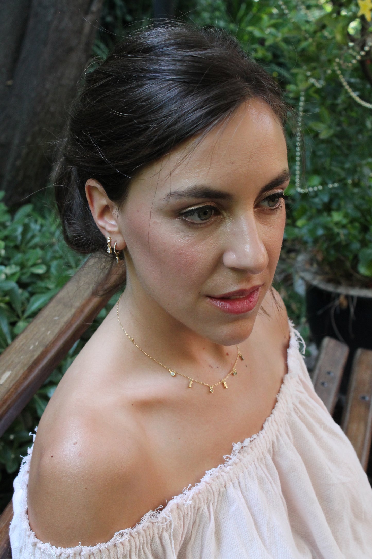 Collar borlas, plata 925, enchapado en oro amarillo de 18k y zirconitas.