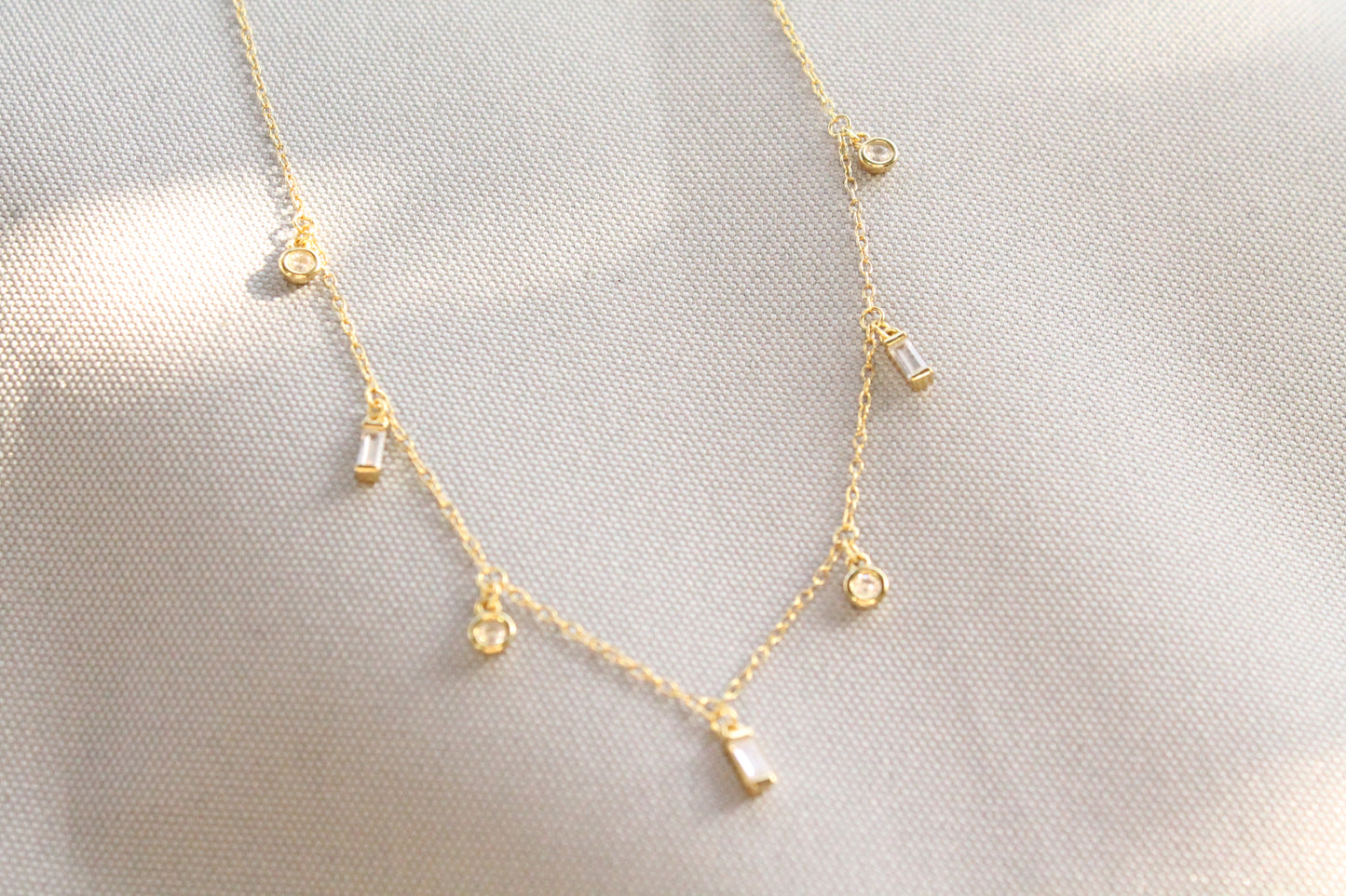 Collar borlas, plata 925, enchapado en oro amarillo de 18k y zirconitas.