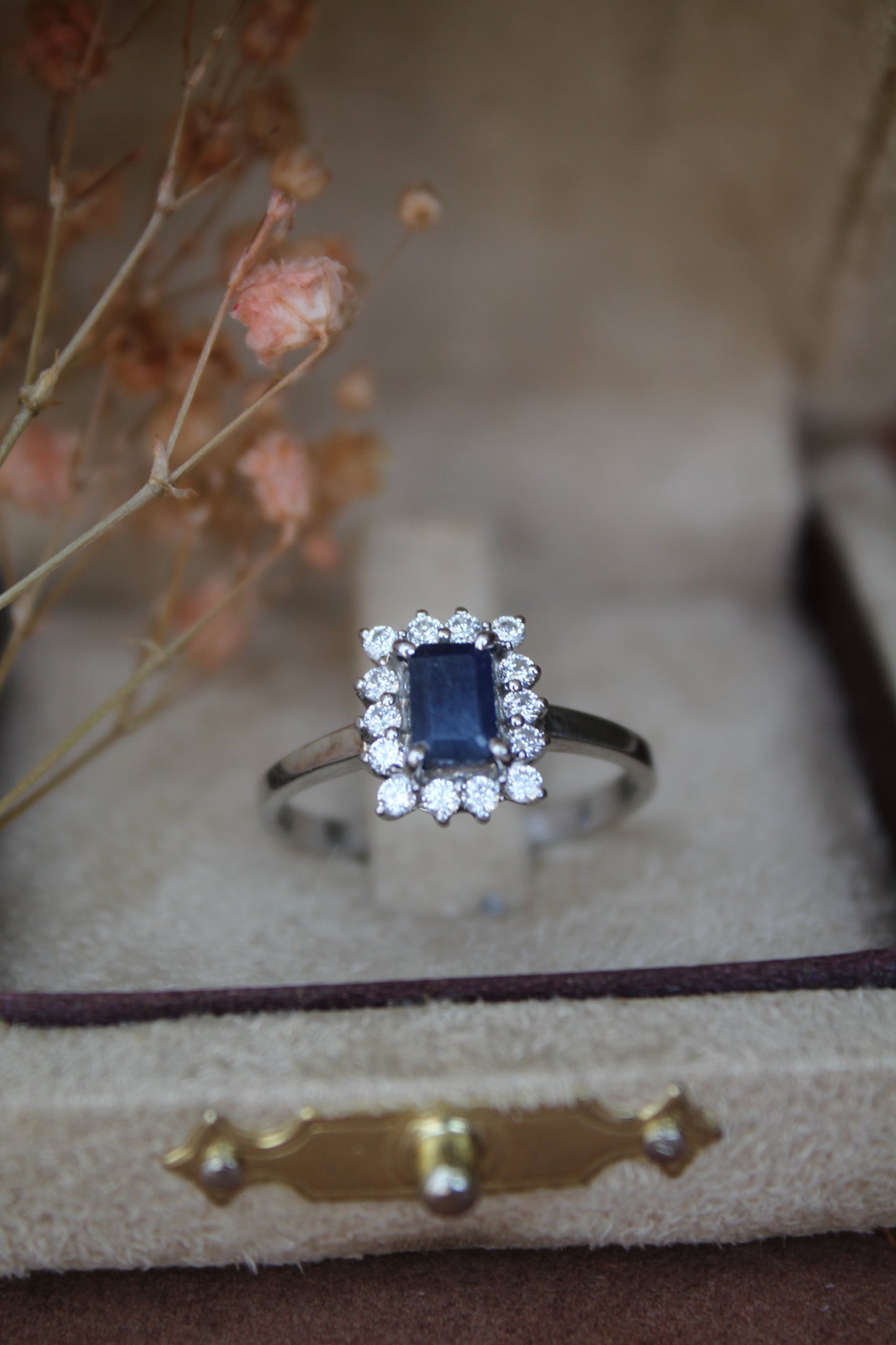 Anillo plata 925 zafiro y zirconitas
