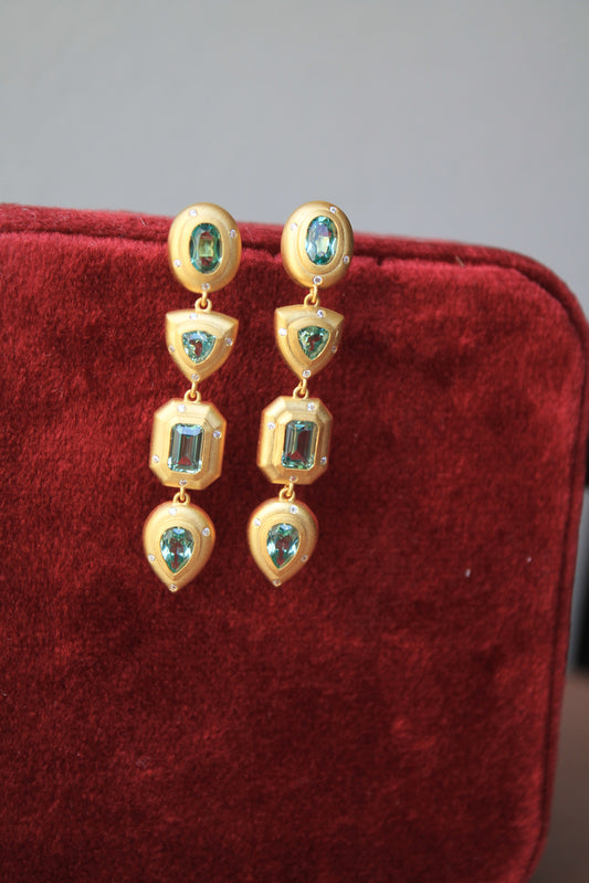 Aros plata 925 enchapados en oro con zirconitas verdes