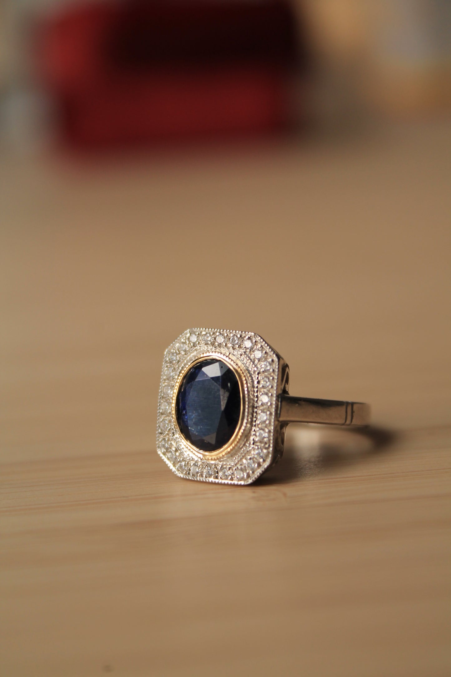Anillo plata 925 y oro, zafiro y zirconitas