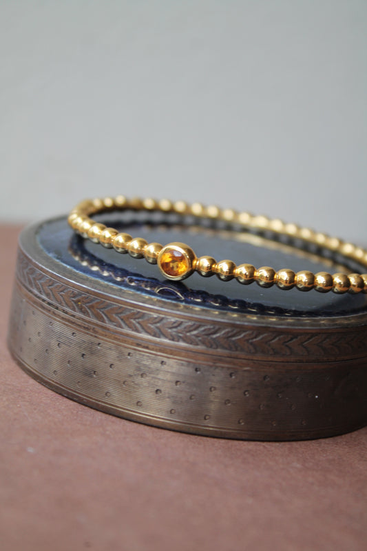 Pulsera metal plata 925, enchape en oro y cuarzo citrino