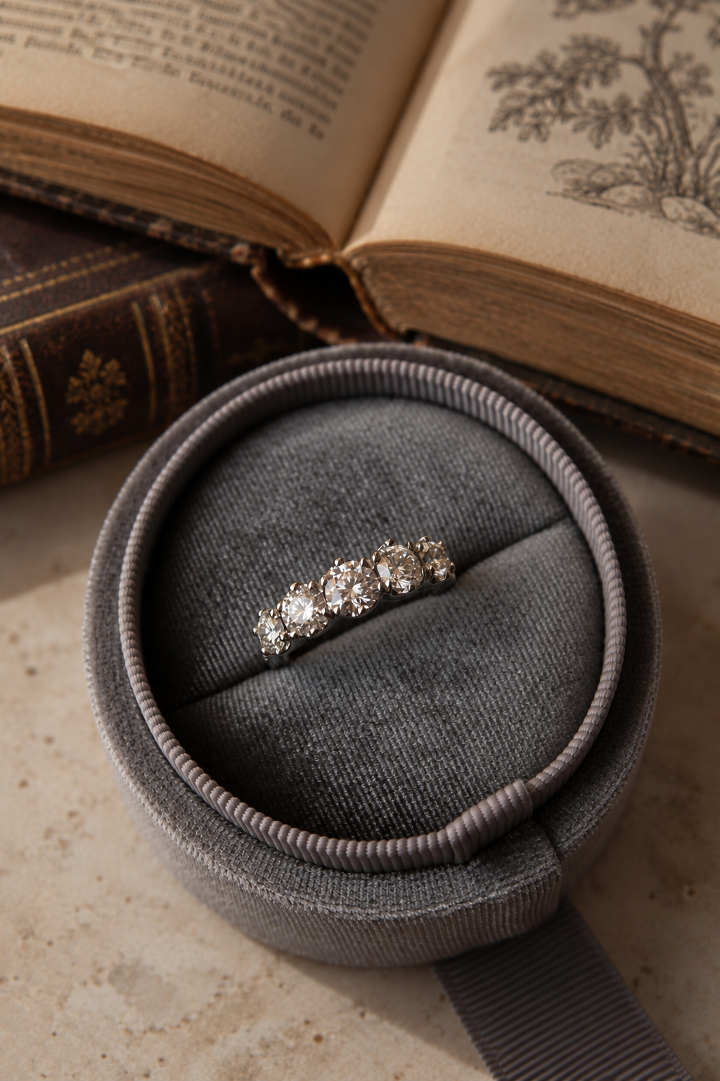 Anillo a pedido, hecho a mano, platino, y brillantes